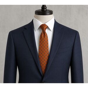 Vintage Tommy Hilfiger Men's 100% Silk Tie Orange Blue Geometric Squares USA